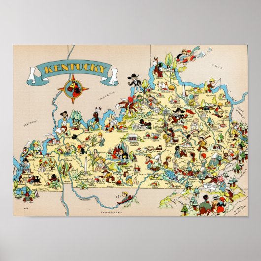 Kentucky Funny  Map Poster (Voorkant)