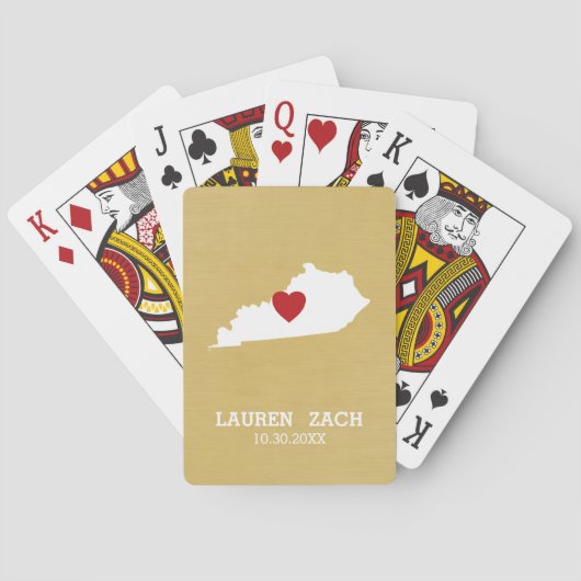 Kentucky Home State Map - Aangepaste huwelijksname Pokerkaarten (Achterkant)