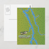 Kentucky Lake USA MAp Briefkaart (Voorkant / Achterkant)
