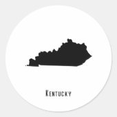 Kentucky Map - Zwarte en Witte Modern Kentucky Map Ronde Sticker (Voorkant)