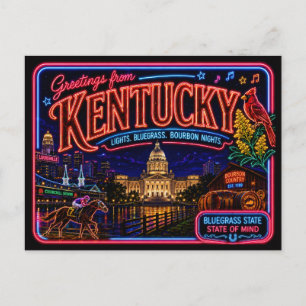 Kentucky Neon Staat Retro Vintage Briefkaart