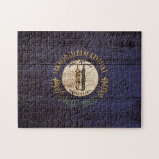 Kentucky State Flag op Old Wood Gradin Legpuzzel (Horizontaal)