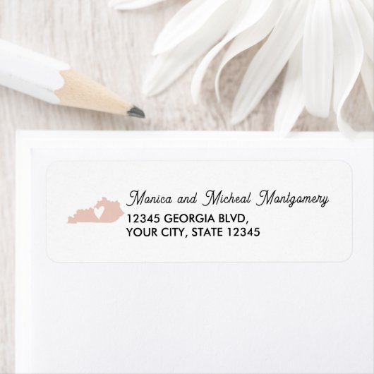 KENTUCKY State Map met hart - ELKE KLEUR! Etiket (Insitu)