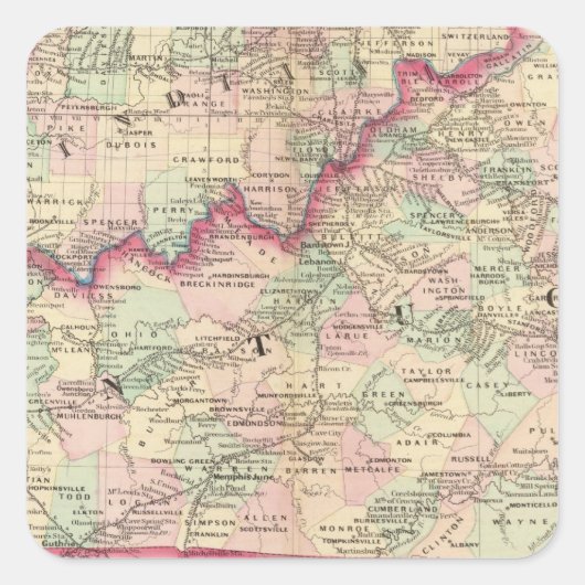 Kentucky, Tennessee Vierkante Sticker (Voorkant)