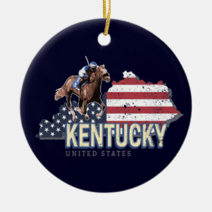 Kentucky United States Retro State Map VS Keramisch Ornament