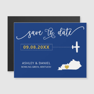 Kentucky Wedding Save the Date Kaart, Map Magnetische Uitnodiging
