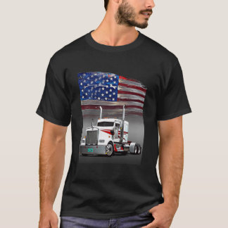 Kenworth Truck en de Amerikaanse vlag door Gas Aut T-shirt