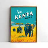Kenya Afrique Poster vintage - Elephants Art