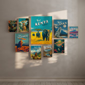 Kenya Afrique Poster vintage - Elephants Art