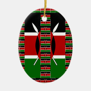 Kenya Black red green Keramisch Ornament