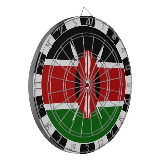 Kenya Dartboard en Keniaanse vlag/spelraad Dartbord (Voorkant Links)