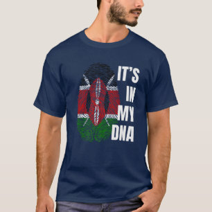 Kenya Flag DNA Fingerprint Black History Maand T-shirt
