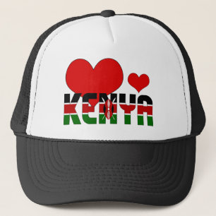 Kenya Flag Heart Red Green Black Patriotic Trucker Pet