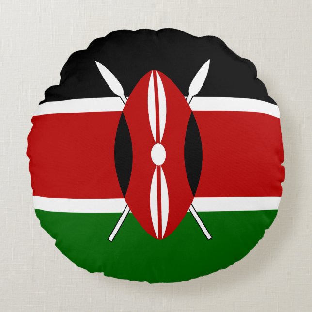Kenya Flag Rond Kussen (Voorkant)