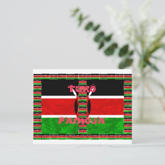 Kenya Flag Tuko Pamoja Briefkaart (Staand voorkant)