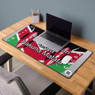 Kenya Flag Umoja ni Nguvu | Customizable Anti-Slip Bureaumat