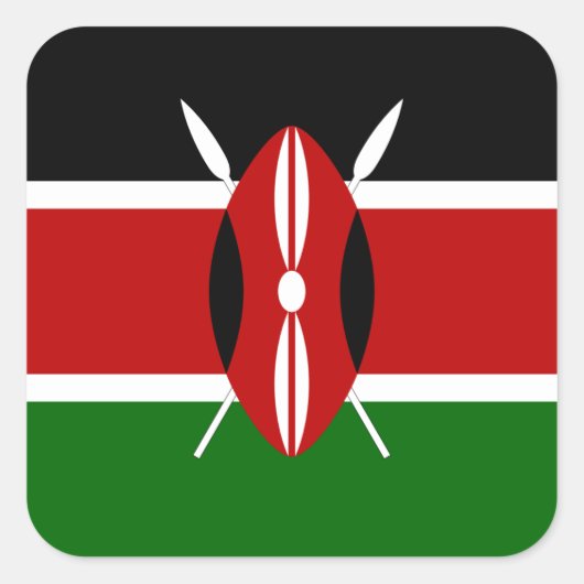 Kenya Flag Vierkante Sticker (Voorkant)