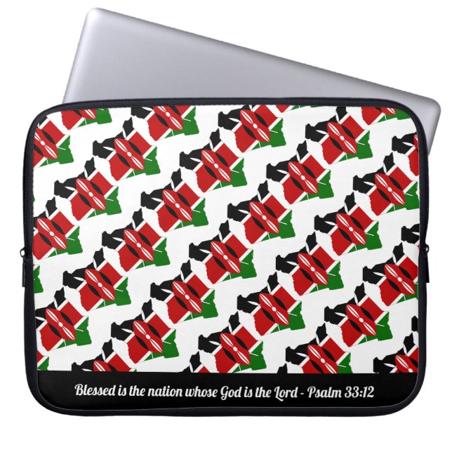 KENYA MAP  TEKST BLESSED LAPTOP SLEEVE (Voorkant)