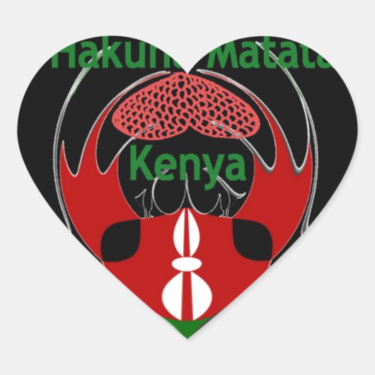 Kenya Raha Hakuna Matata.jpg Hart Sticker (Voorkant)