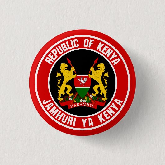 Kenya Round Emblem Ronde Button 3,2 Cm (Voorkant)