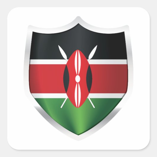 Kenya Silver Shield Flag Vierkante Sticker (Voorkant)