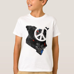 Kenya Trendy Peace Sign met Keniaanse kaart T-shirt