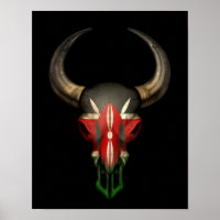 Kenyan Flag Bull Skull op Black