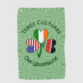 Kenyan Irish American Flags Shamrock Personalized Golfhanddoek (Voorkant)