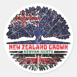 Kenyan Kenya New Zealander Nieuw-Zeeland - boomsta Ronde Sticker