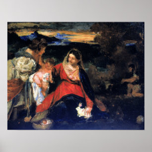 Kenyon Cox na Titian's Madonna van het konijn Poster