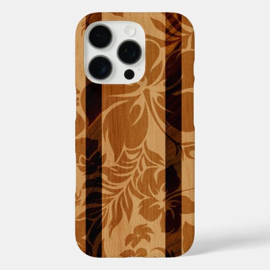 Keokea Beach Hibiscus Faux Wood Surfboard  Case-Mate iPhone Case (Achterkant)