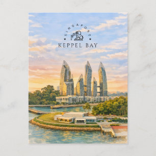 Keppel Bay Singapore Watercolor Landschap Feestdagenkaart