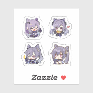 Keqing Genshin Impact 4 stickersheet Sticker