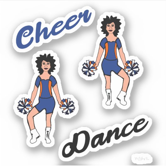 Ker Dance Pom Stickers (blauw Sinaasappel) (Voorkant)