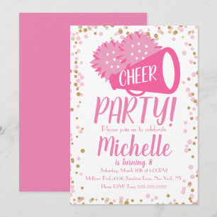 Ker Party Cheerleading Birthday roze Confetti in Kaart