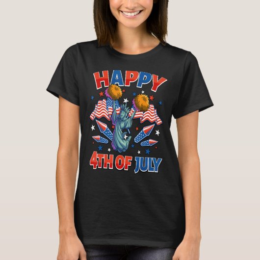 Ker Statue Vrijheid 4 juli meisjes Ameri T-shirt (Voorkant)