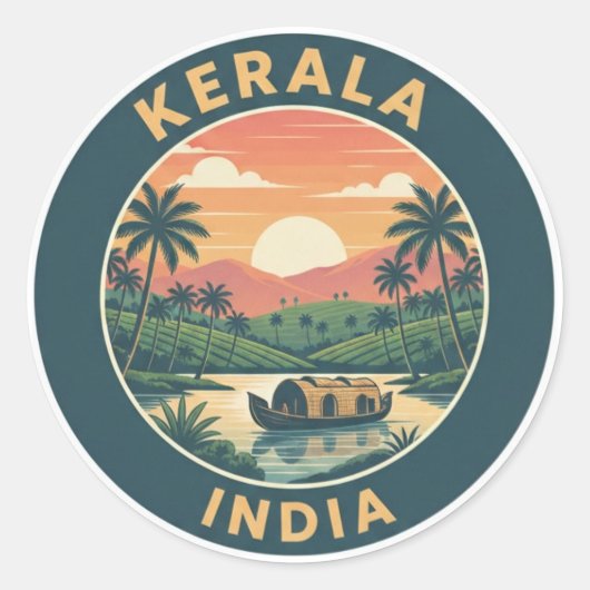 Kerala India Ronde Sticker (Voorkant)