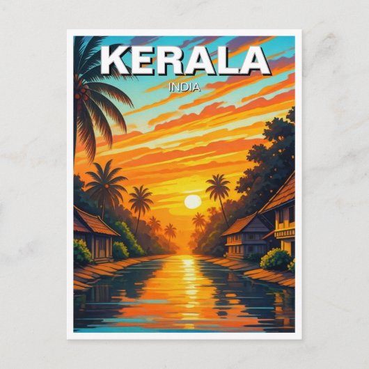 Kerala India Sunset Briefkaart (Voorkant)