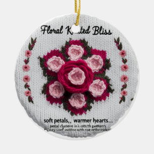 Keramiek Ornament met Gebreide Bloemenweelde   Roo