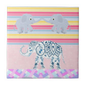 Keramiek Tegel Pastel Olifant Tegeltje (Voorkant)