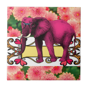 Keramiek tegel witte bloem olifant tegeltje