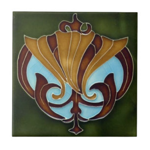 Keramiektegel - Art Nouveau bloemmotief 4.25 x 4.2 Tegeltje