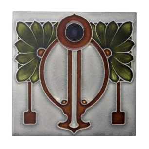Keramiektegel - Art Nouveau Vintage Bloem Tegeltje