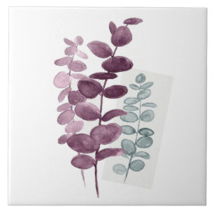 Keramiektegel-Eucalyptus Waterverf Indigo/Groen Tegeltje