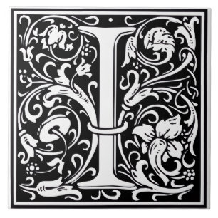 Keramiektegel - Monogram Alfabet I zwart Wit Tegeltje