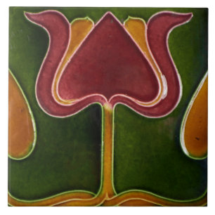 Keramiektegel - Vintage Tulp Art Nouveau Tegeltje