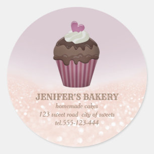 keramisch glitterie Homemade cupcakes en snoepjes Ronde Sticker