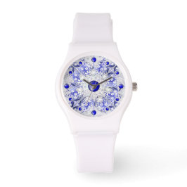 Keramisch kant blauw van Griekenland & sneeuwvlok Horloge