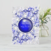 Keramisch kant blauw van Griekenland & sneeuwvlok Kaart (Staand voorkant)