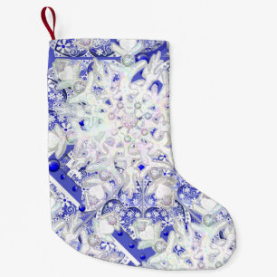 Keramisch kant blauw van Griekenland & sneeuwvlok Kleine Kerstsok